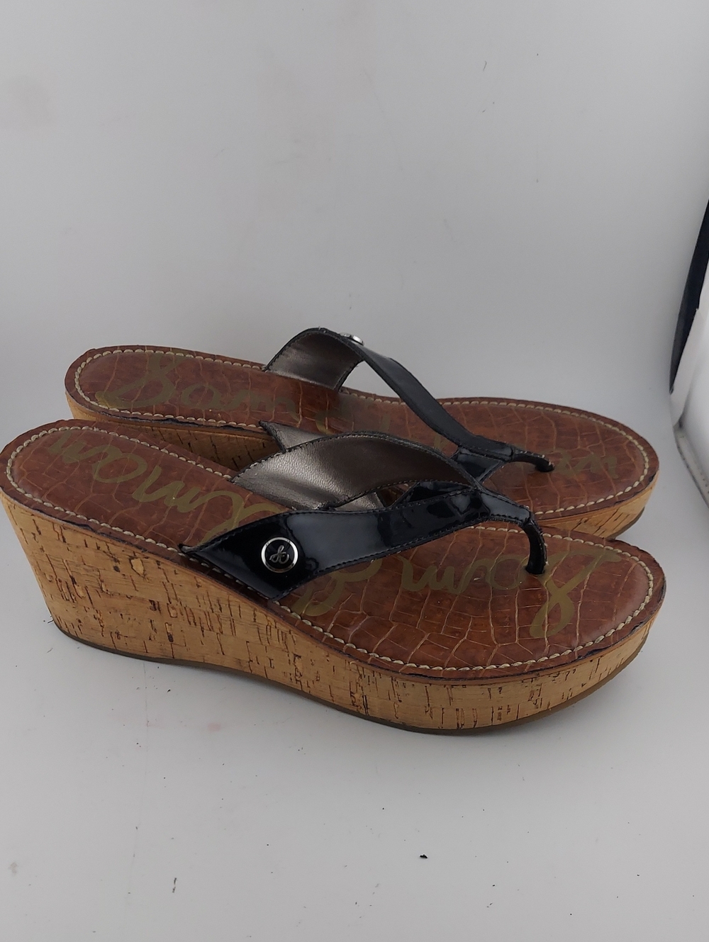 Sam Edelman Wedge Thong Sandals in Brown and Black - Women's Size 8m